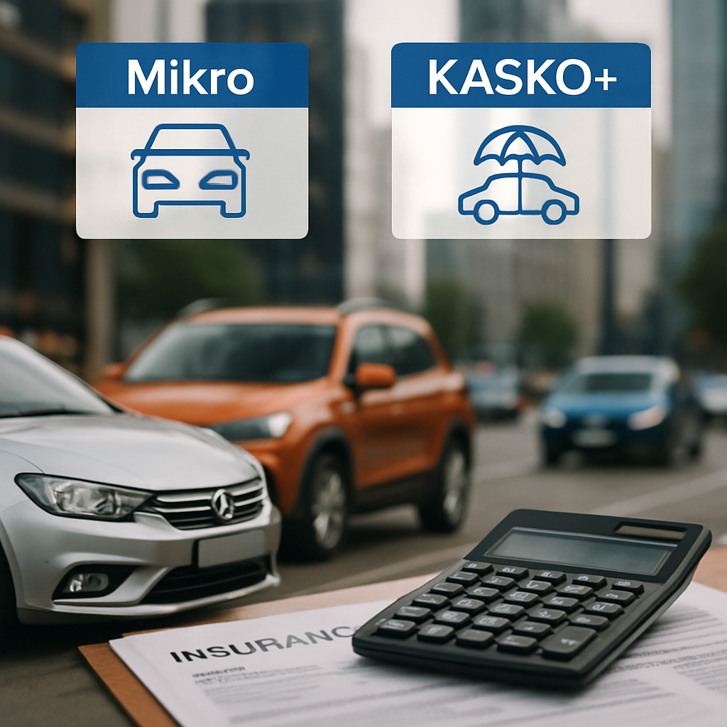 An infographic style image showing different types of car insurance options with icons, cars,